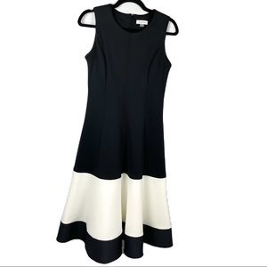 Calvin Klein black and white fit and flare dress size 6